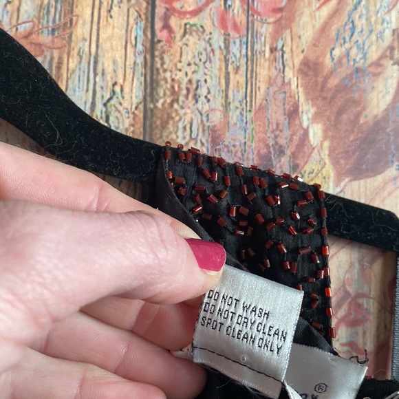 VINTAGE LAURENCE KAZAR DESIGNER SILK BEADED HIGH NECK TOP SLEEVELESS BLOUSE XL - Picture 14 of 15